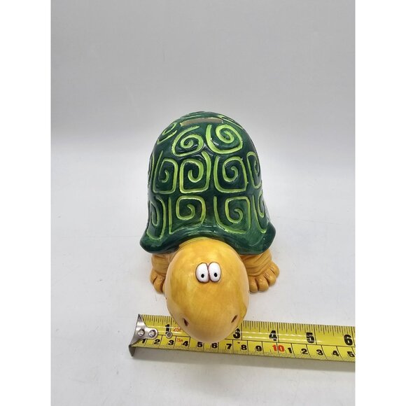 Vintage Ceramic Turtle Piggy Bank Kitschy Handmade Children's Nursery - Picture 11 of 12